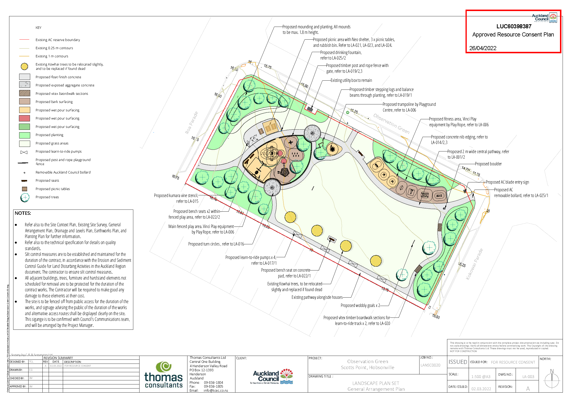 Landscape Design concept plan by Thomas Consultants Ltd Landscape Architecture team